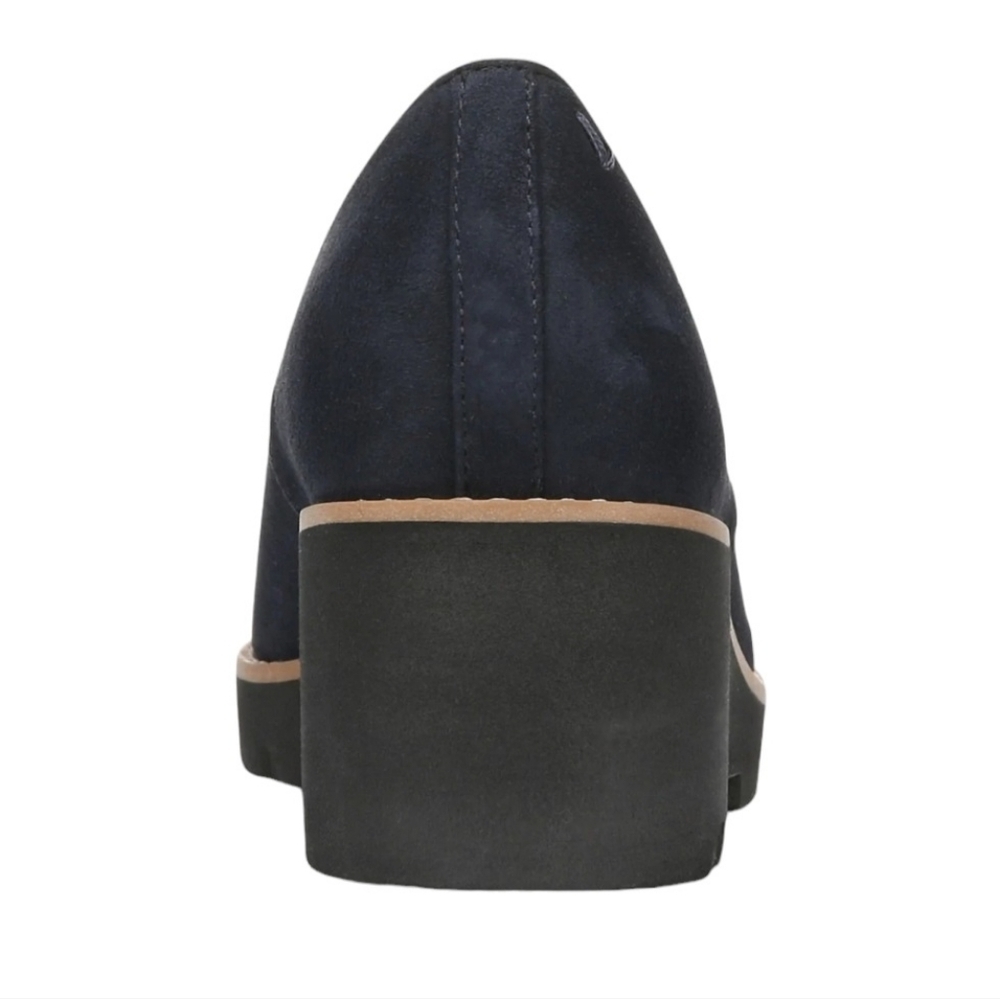 Vionic Navy Suede Wedge Loafer with Lug Sole - Picture 3 of 5